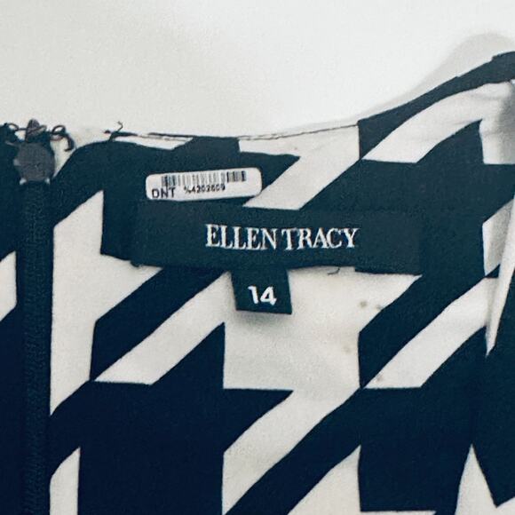 Ellen Tracy Career Office Siren Dress Size 14 Stretch Knit Houndstooth Mob Wife - Picture 2 of 9